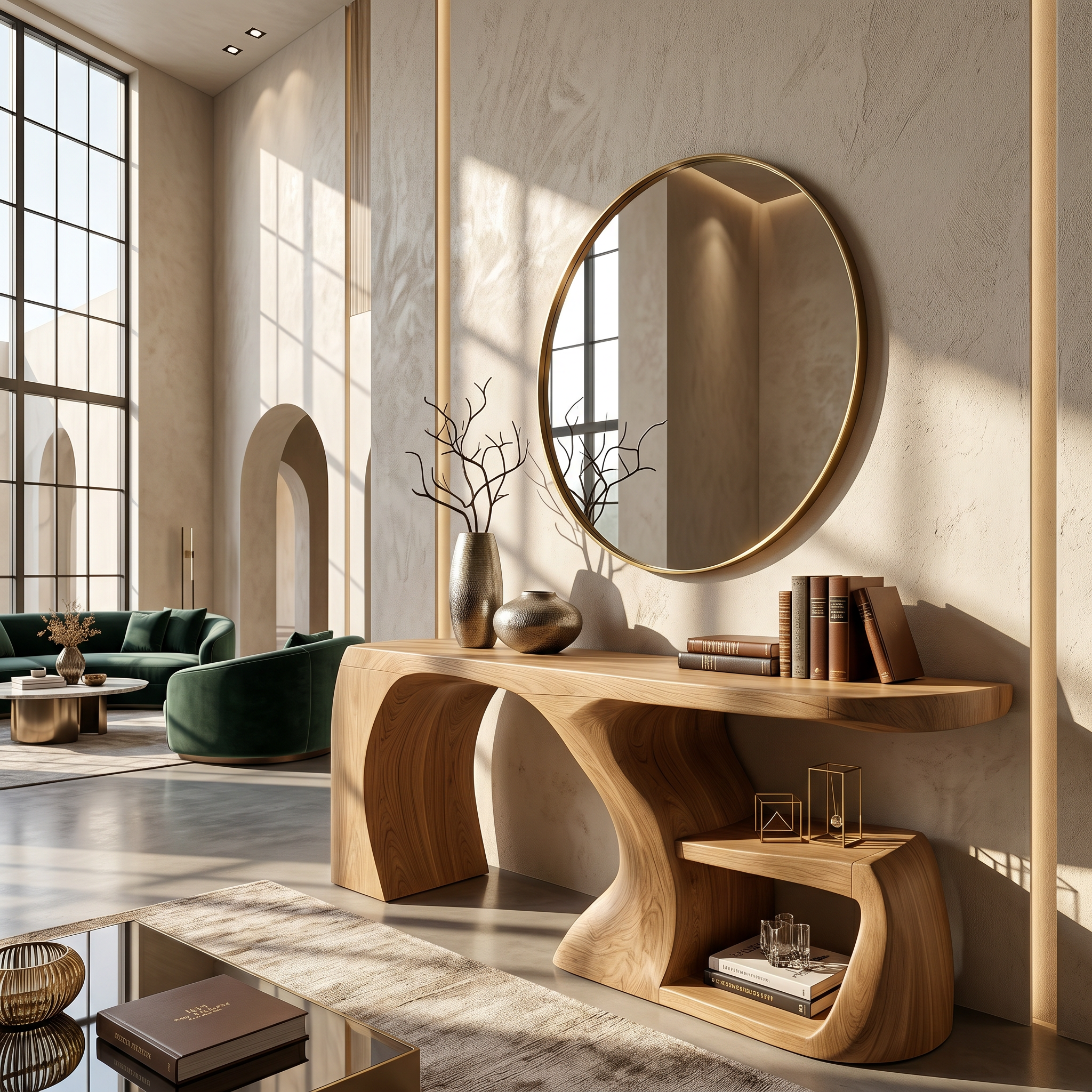 Modern Console Table With Architectural Curved Design For Entryway - view 5 of 8