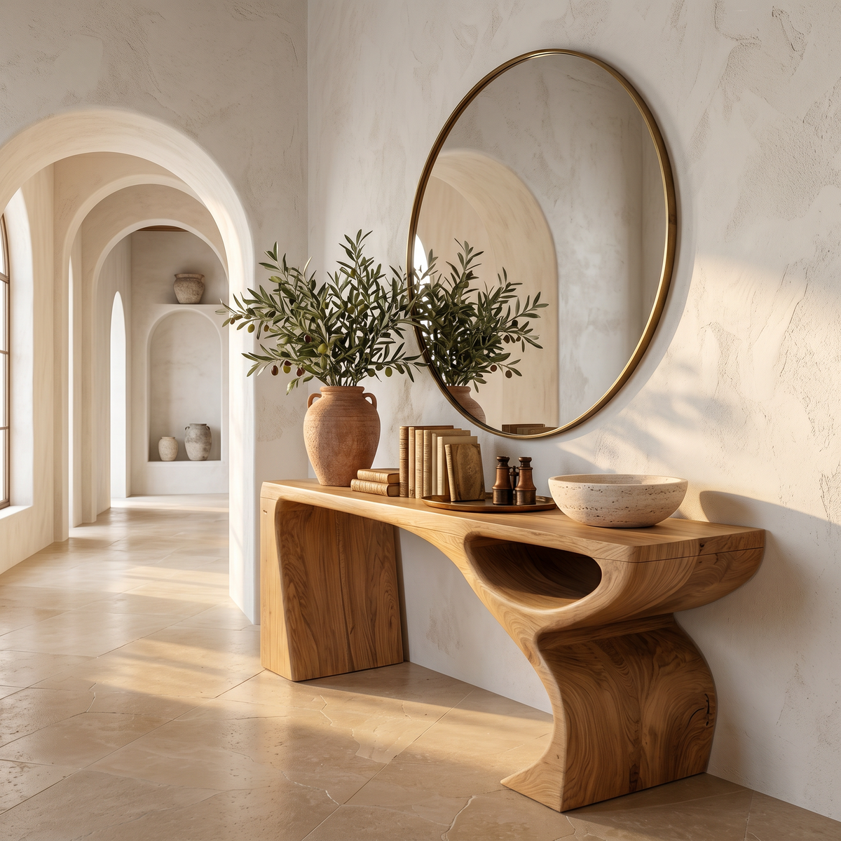 Contemporary Console Table With Fluid Open Structure For Entryway - view 4 of 8