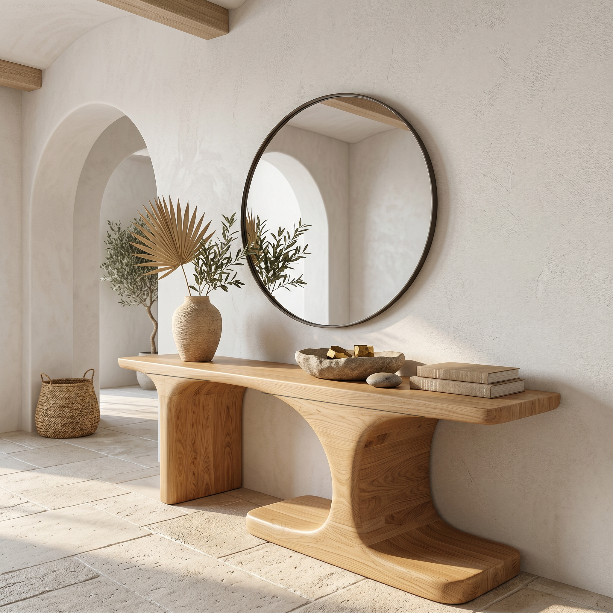 Organic Console Table With Sculptural Arched Form For Entryway - view 5 of 8