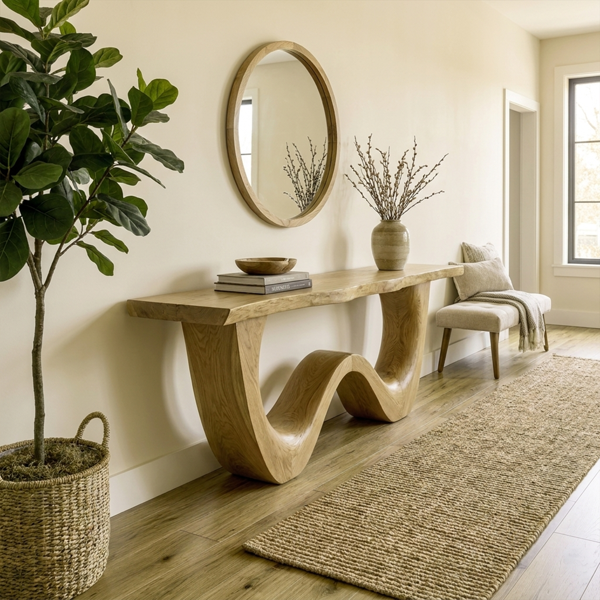 Organic Wave Base Console Table Entryway Hallway Living Room - view 5 of 8
