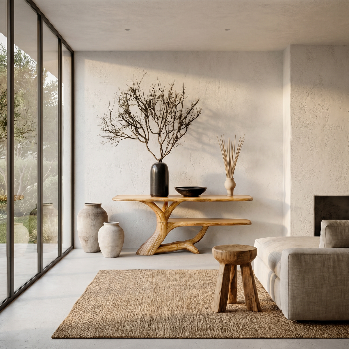 Nature Inspired Console Table With Open Shelf Storage For Living Room - view 5 of 8