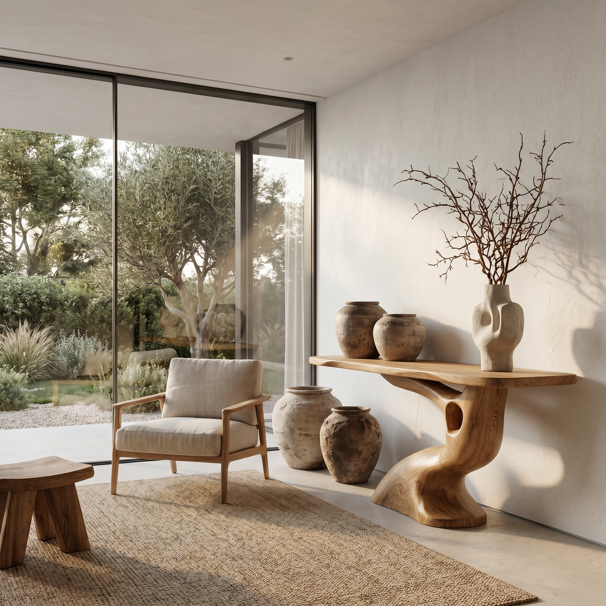 Tree Inspired Console Table With Sculptural Wood Structure For Hallway - view 5 of 8