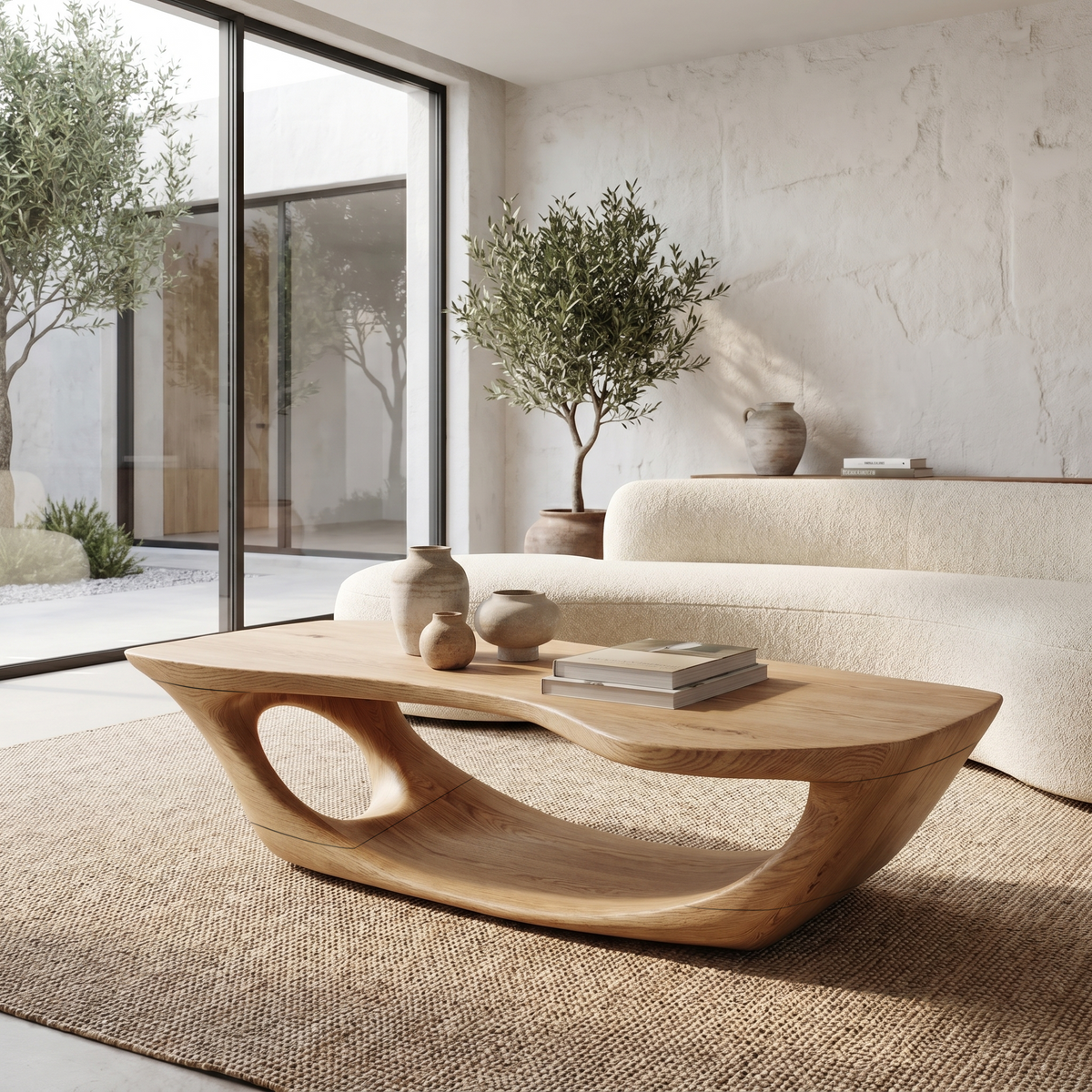 Wabi Sabi Coffee Table With Handcrafted Organic Wood Form For Living Room - view 5 of 8