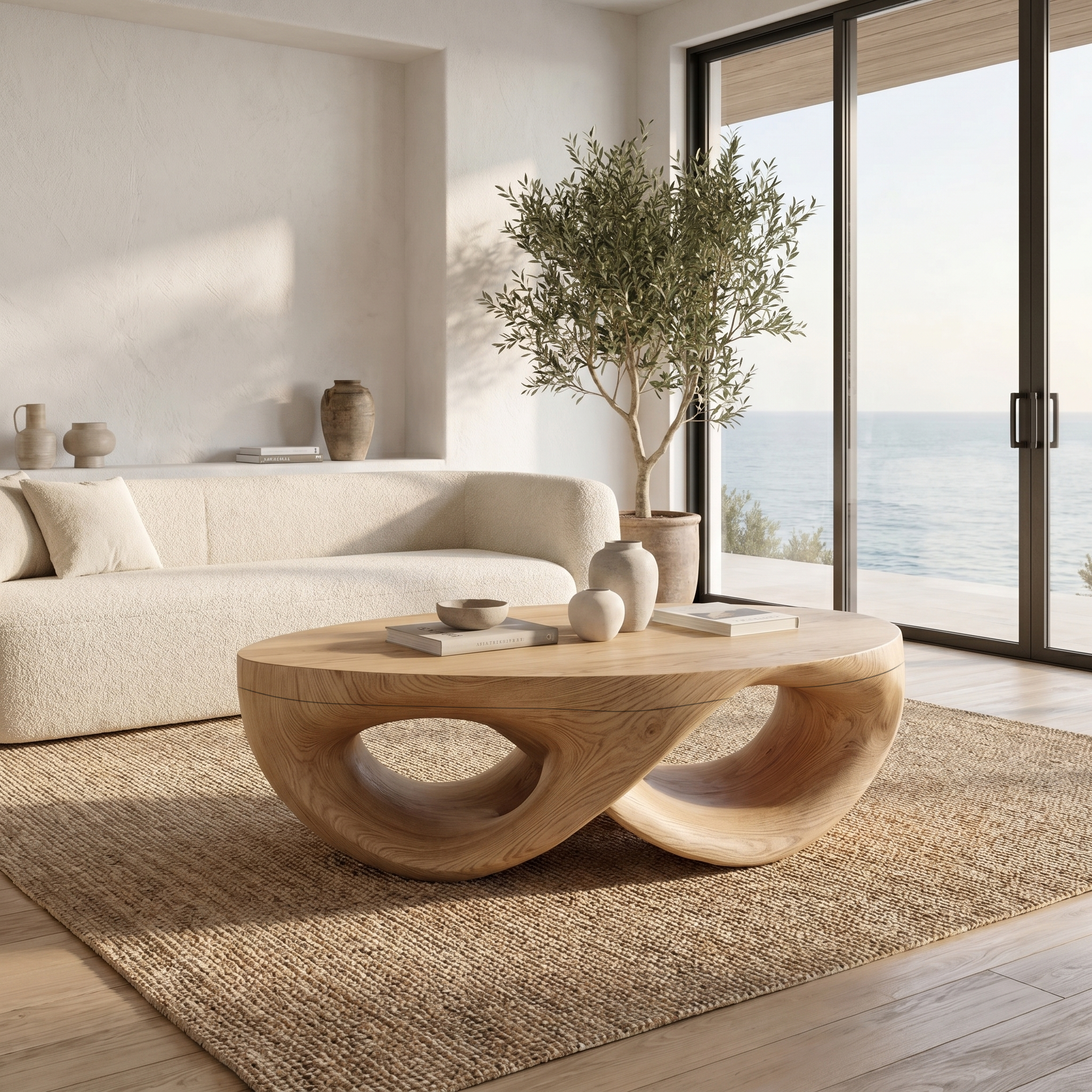 Organic Sculptural Coffee Table With Flowing Solid Wood Silhouette For Living Room - view 5 of 8
