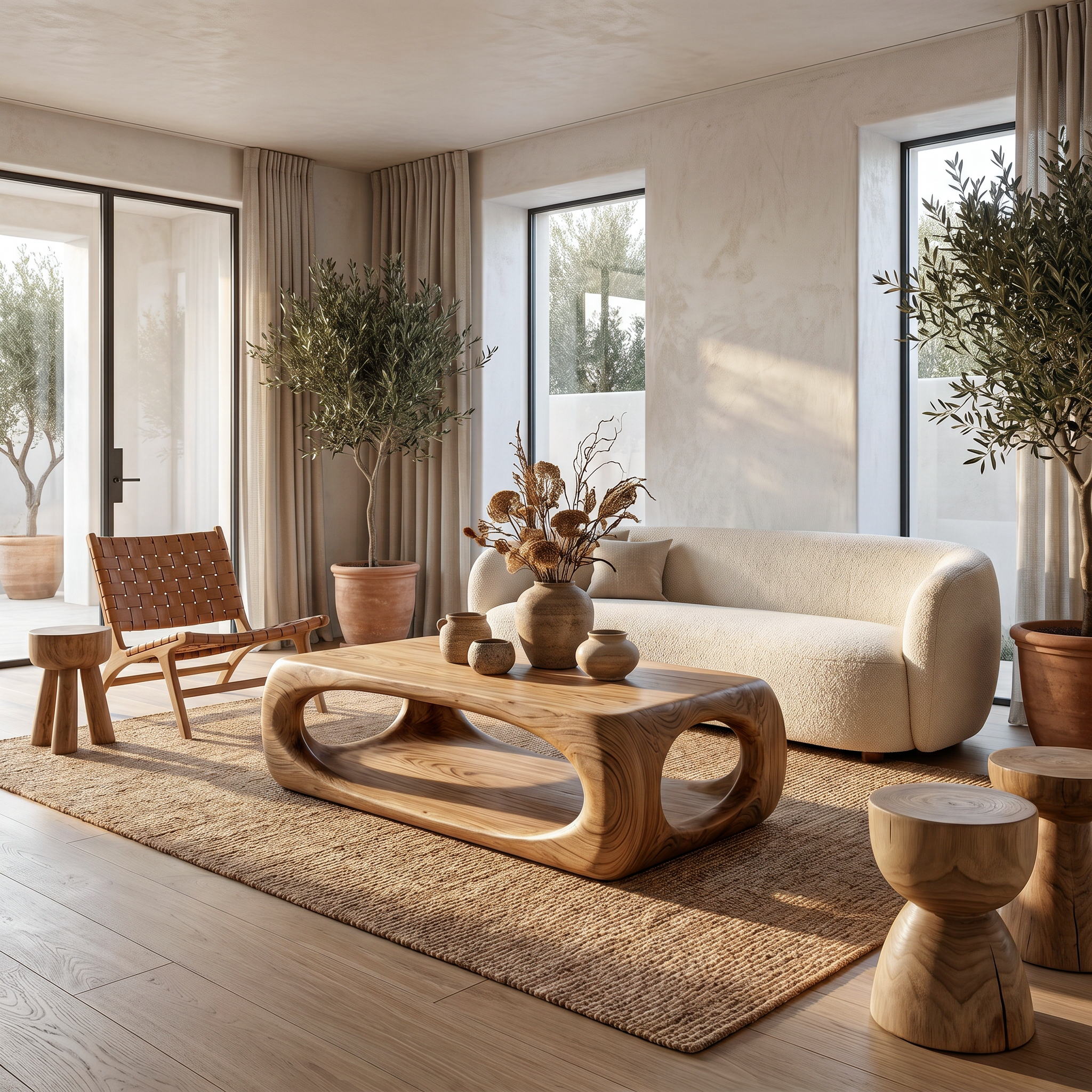 Nature Inspired Coffee Table With Flowing Open Form Base For Living Room - view 5 of 8