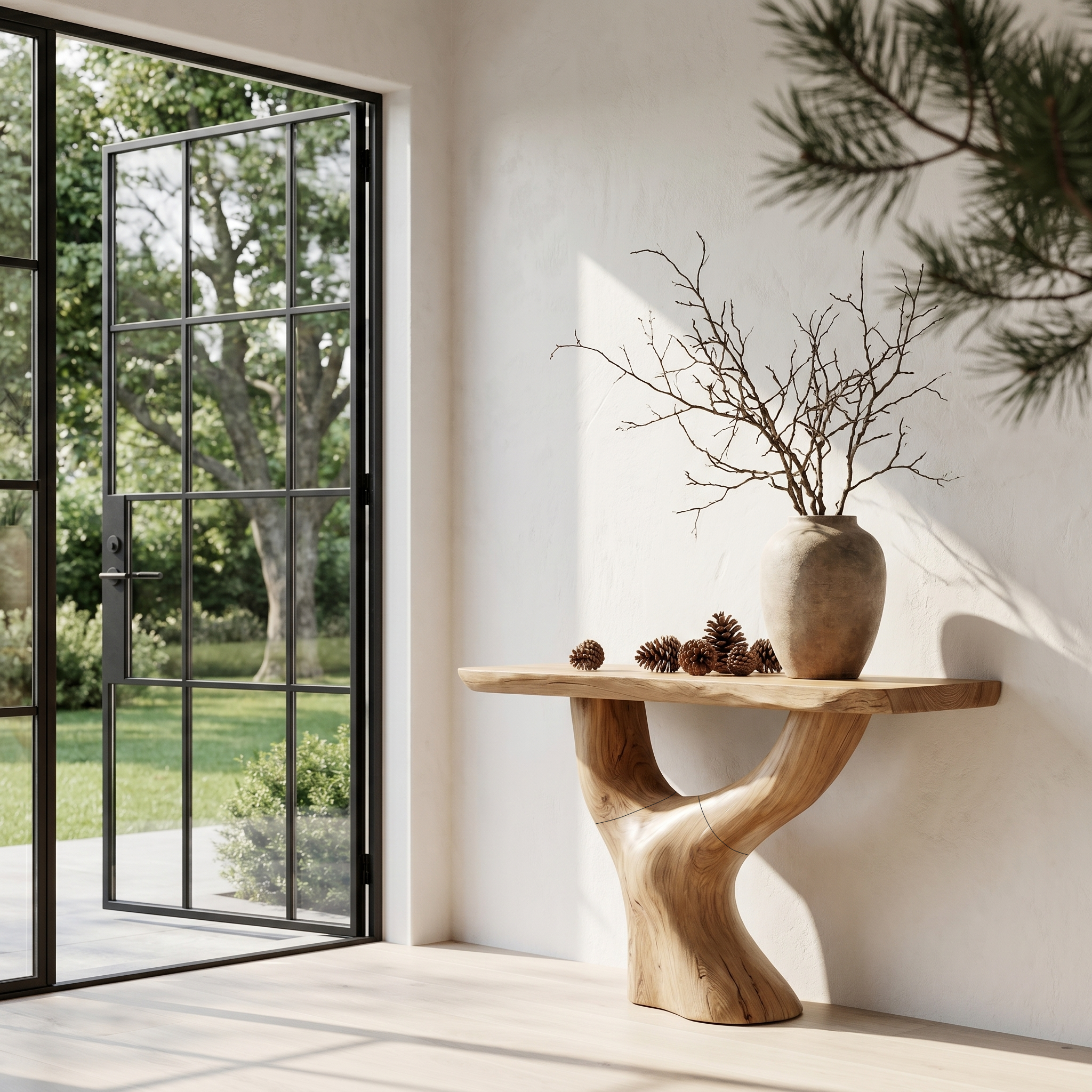 Rustic Console Table With Sculptural Tree Root Base For Entryway - view 5 of 8
