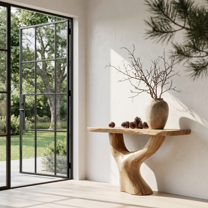 Rustic Console Table With Sculptural Tree Root Base For Entryway - view 5 of 8