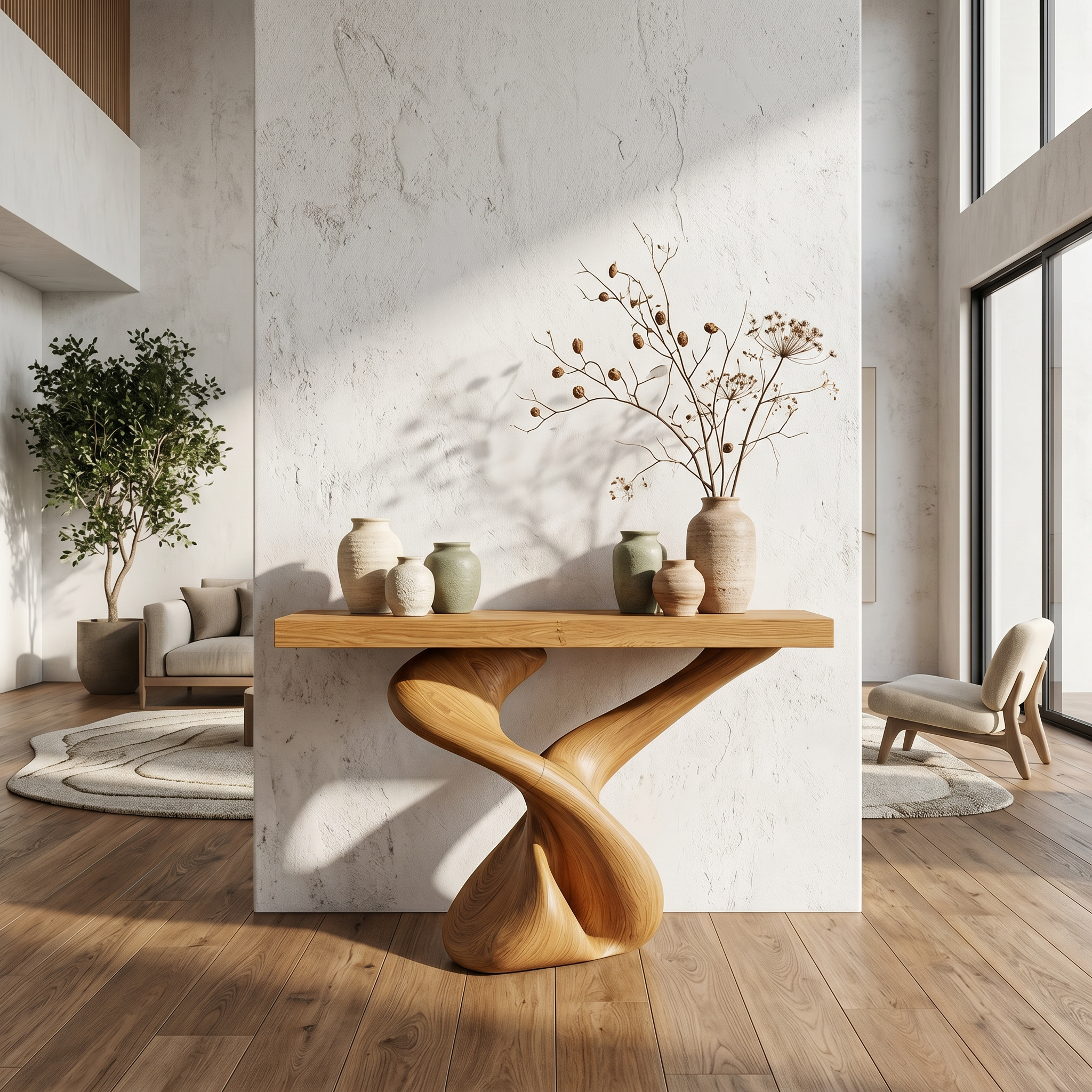 Organic Sculptural Console Table With Artistic Curved Base For Entryway - view 5 of 8