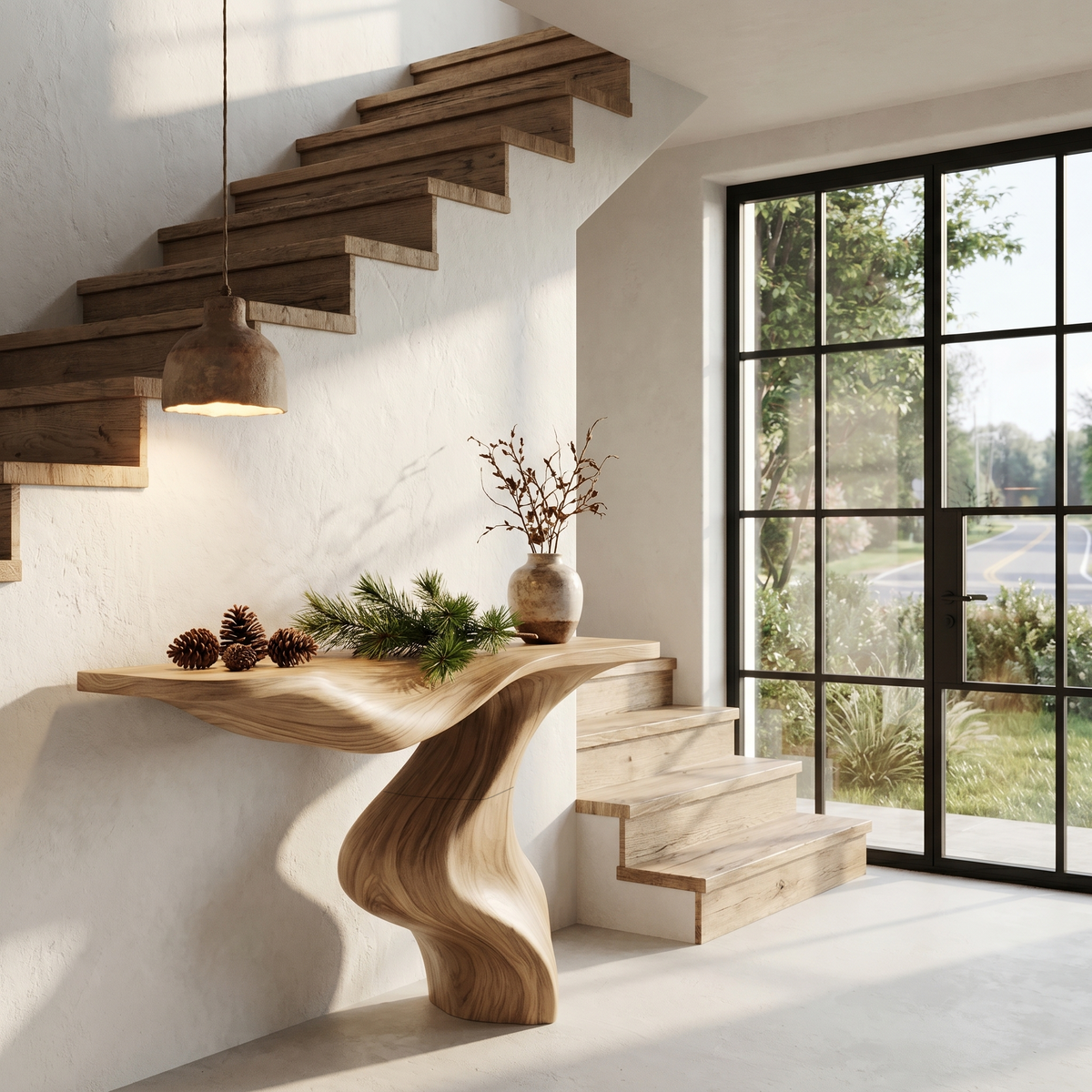 Modern Console Table With Statement Sculptural Base For Living Room - view 5 of 8