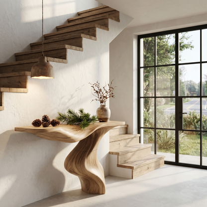 Modern Console Table With Statement Sculptural Base For Living Room - view 5 of 8