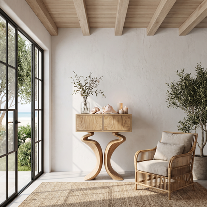 Organic Console Table With Hidden Storage Cabinet For Living Room And Entryway - view 5 of 8