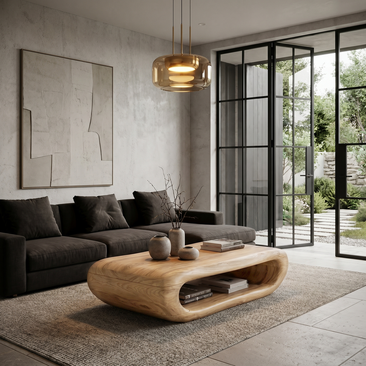 Organic Coffee Table With Open Storage For Living Room - view 5 of 8