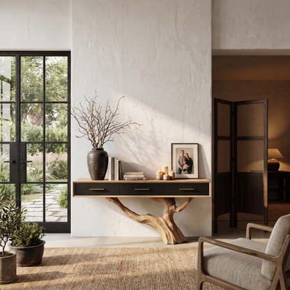 Statement Console Table With Nature Inspired Tree Base For Living Room - view 5 of 8