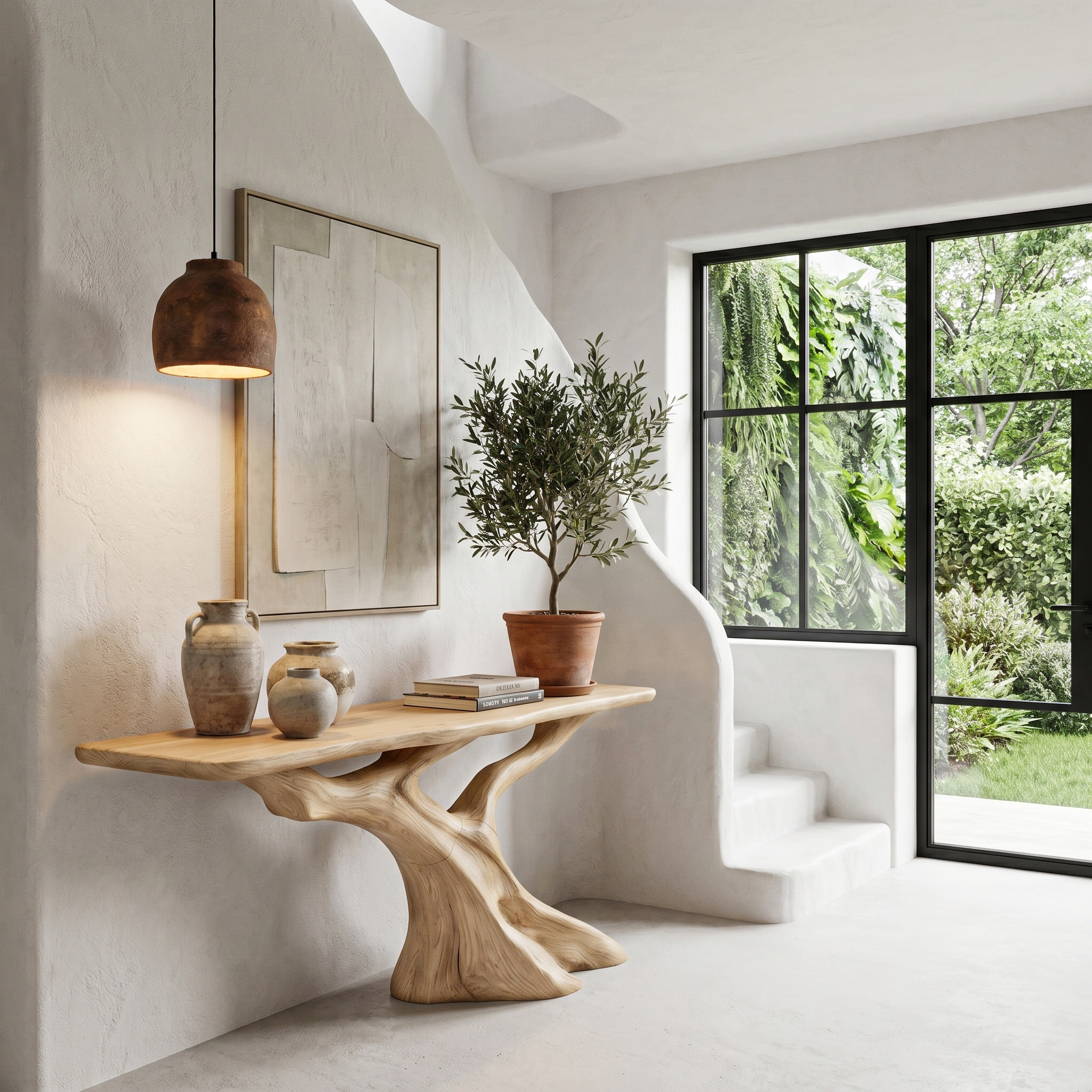 Nature Inspired Console Table With Tree Root Base For Entryway And Living Room - view 5 of 8