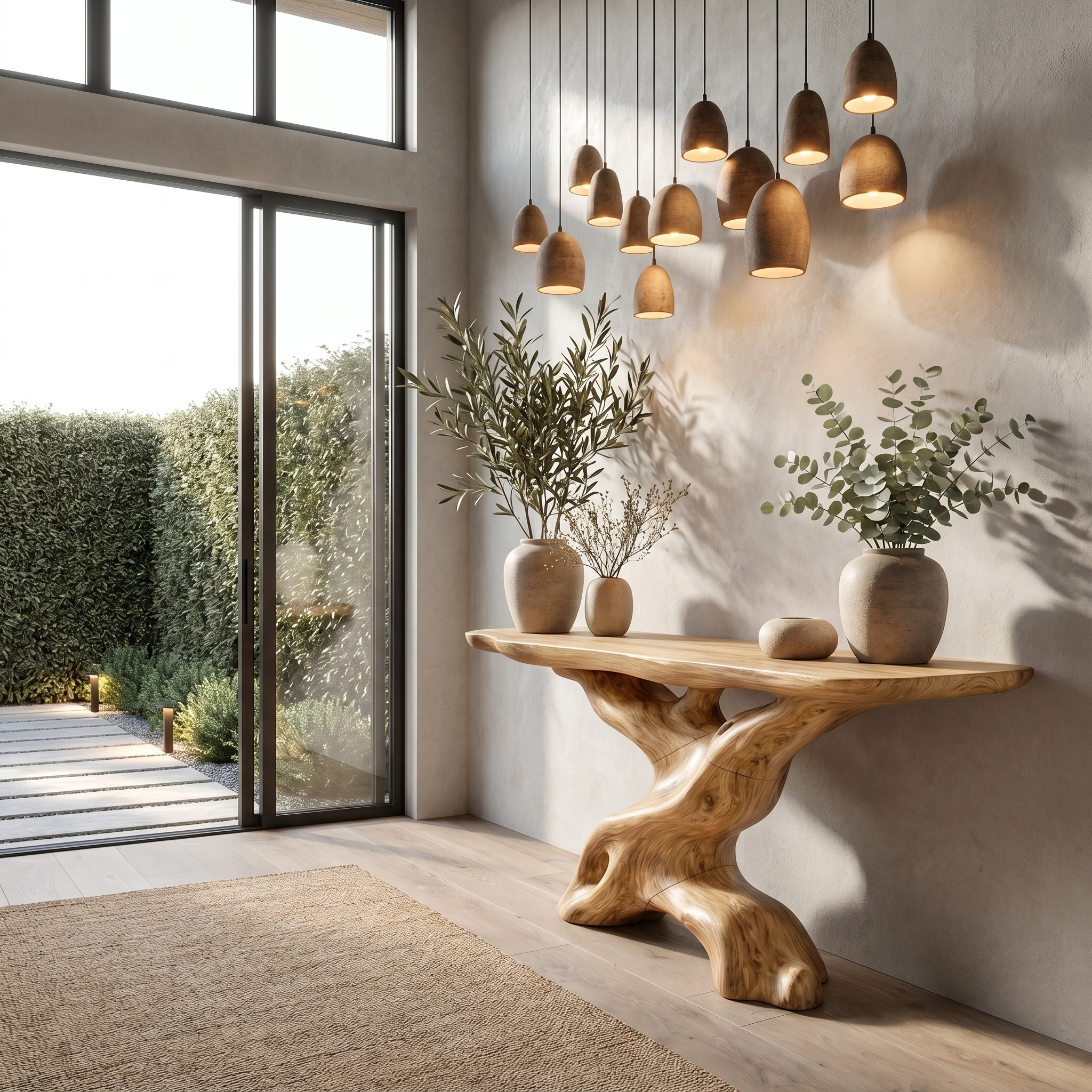 Live Edge Console Table With Unique Sculptural Base Design For Living Room - view 5 of 8
