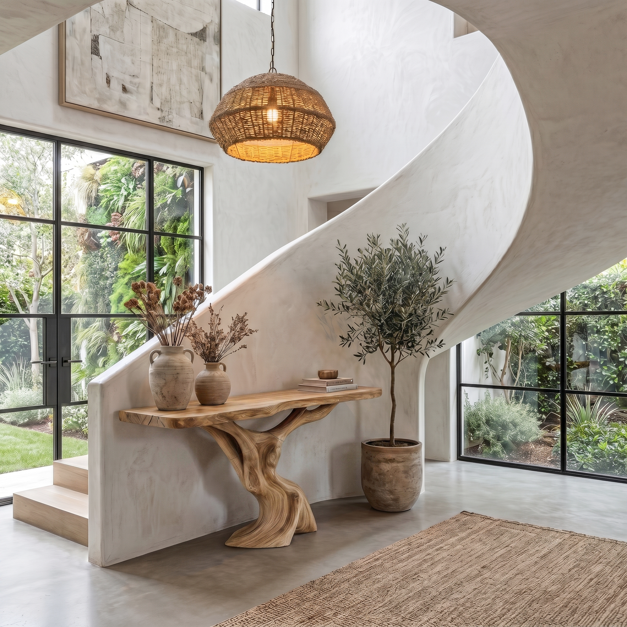 Rustic Organic Console Table With Unique Sculptural Tree Inspired Wood Base For Entryway And Living Room - view 5 of 8