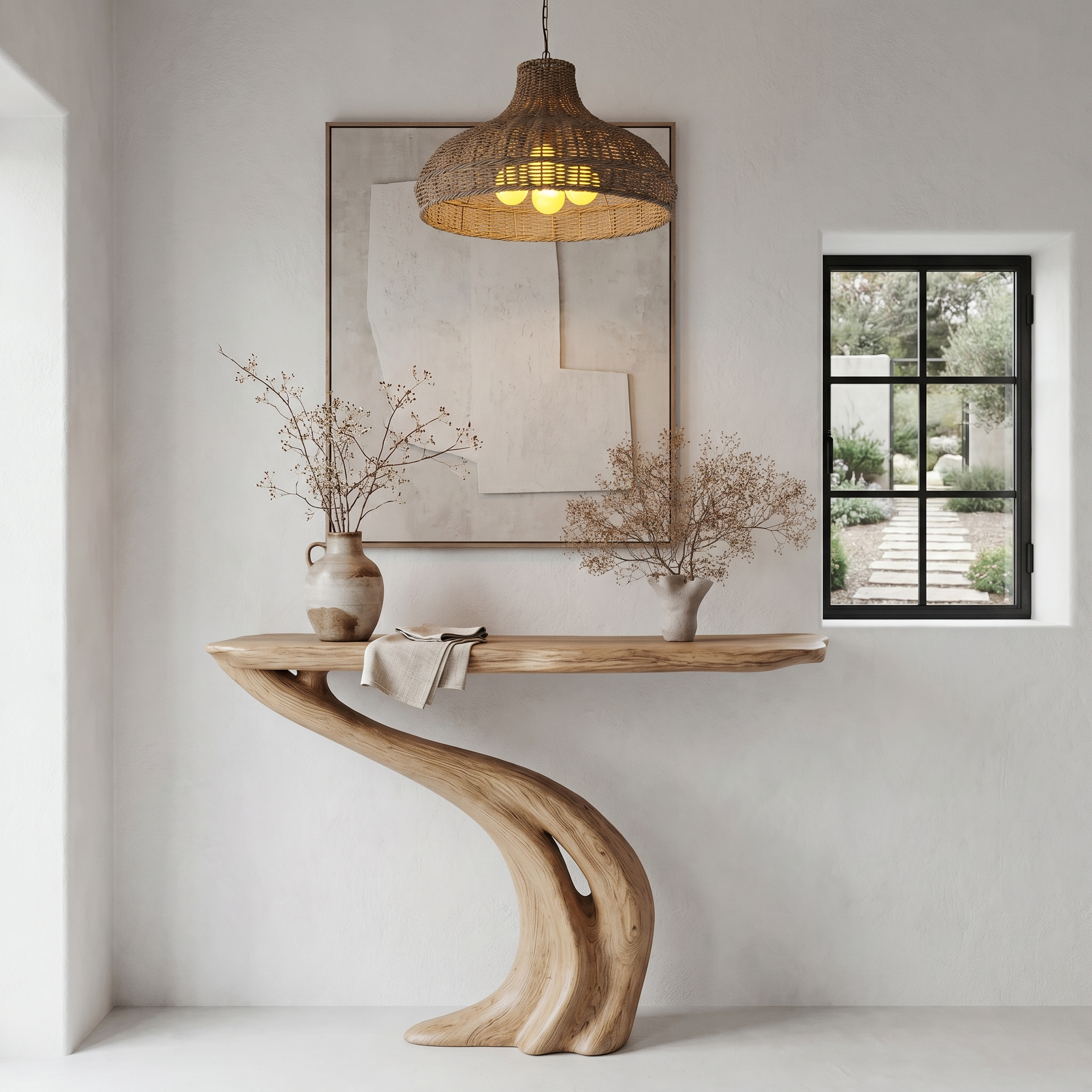 Organic Curved Console Table With Soft Flowing Wood Base For Entryway And Living Room - view 5 of 8