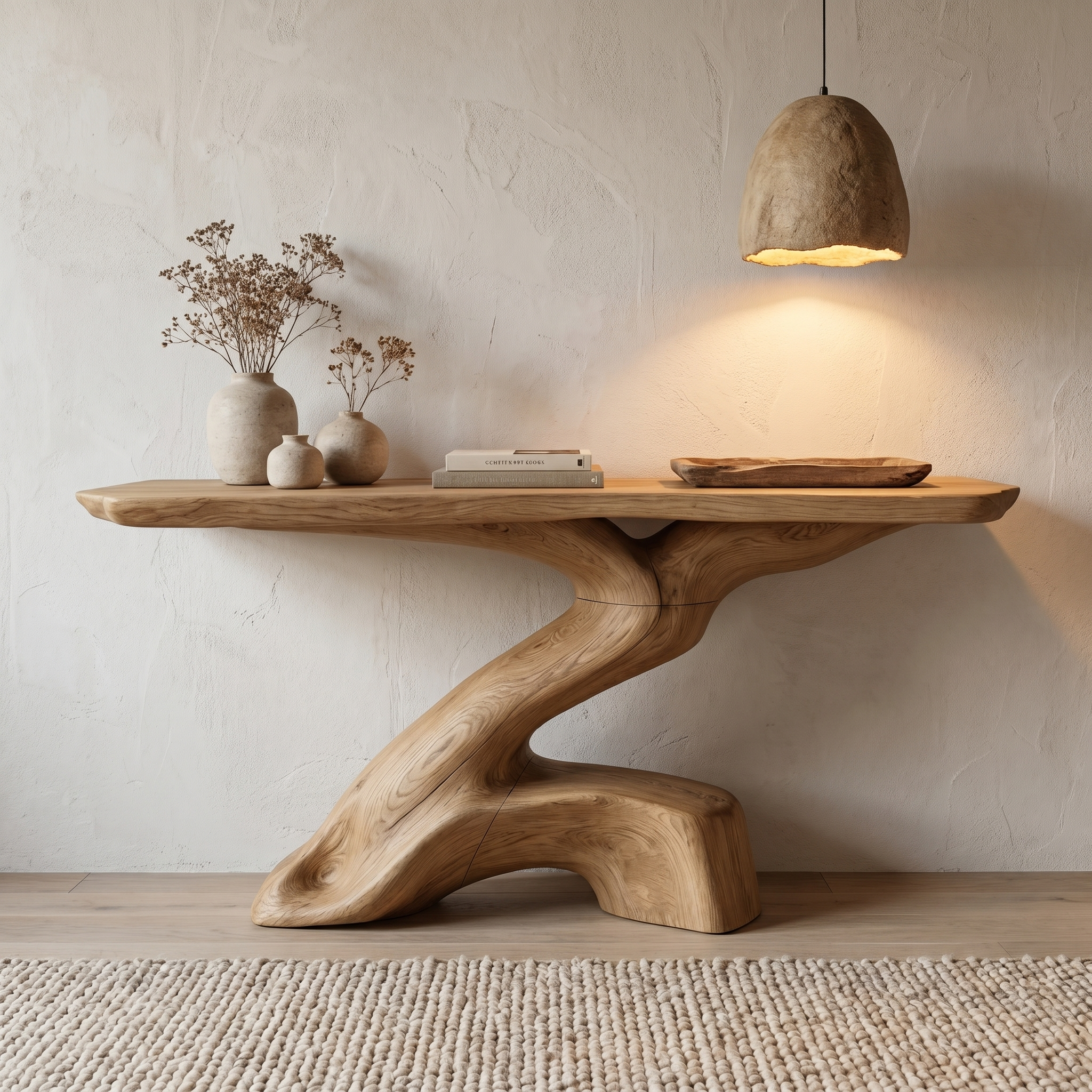 Rustic Console Table With Sculptural Tree Root Base And Solid Wood Top For Entryway And Living Room - view 5 of 8