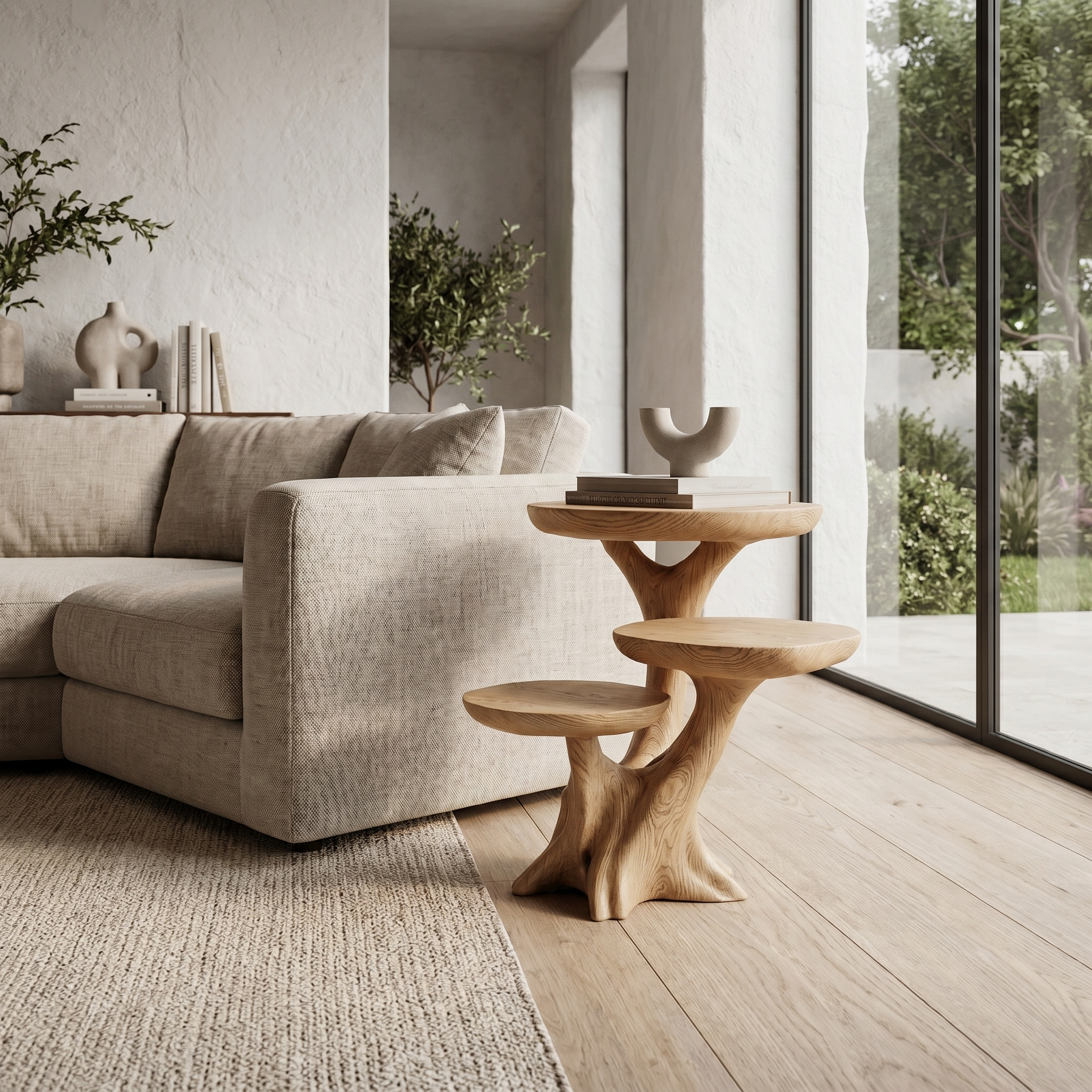 Rustic Tree Root Side Table With Sculptural Solid Wood Design For Living Room And Bedroom - view 5 of 8