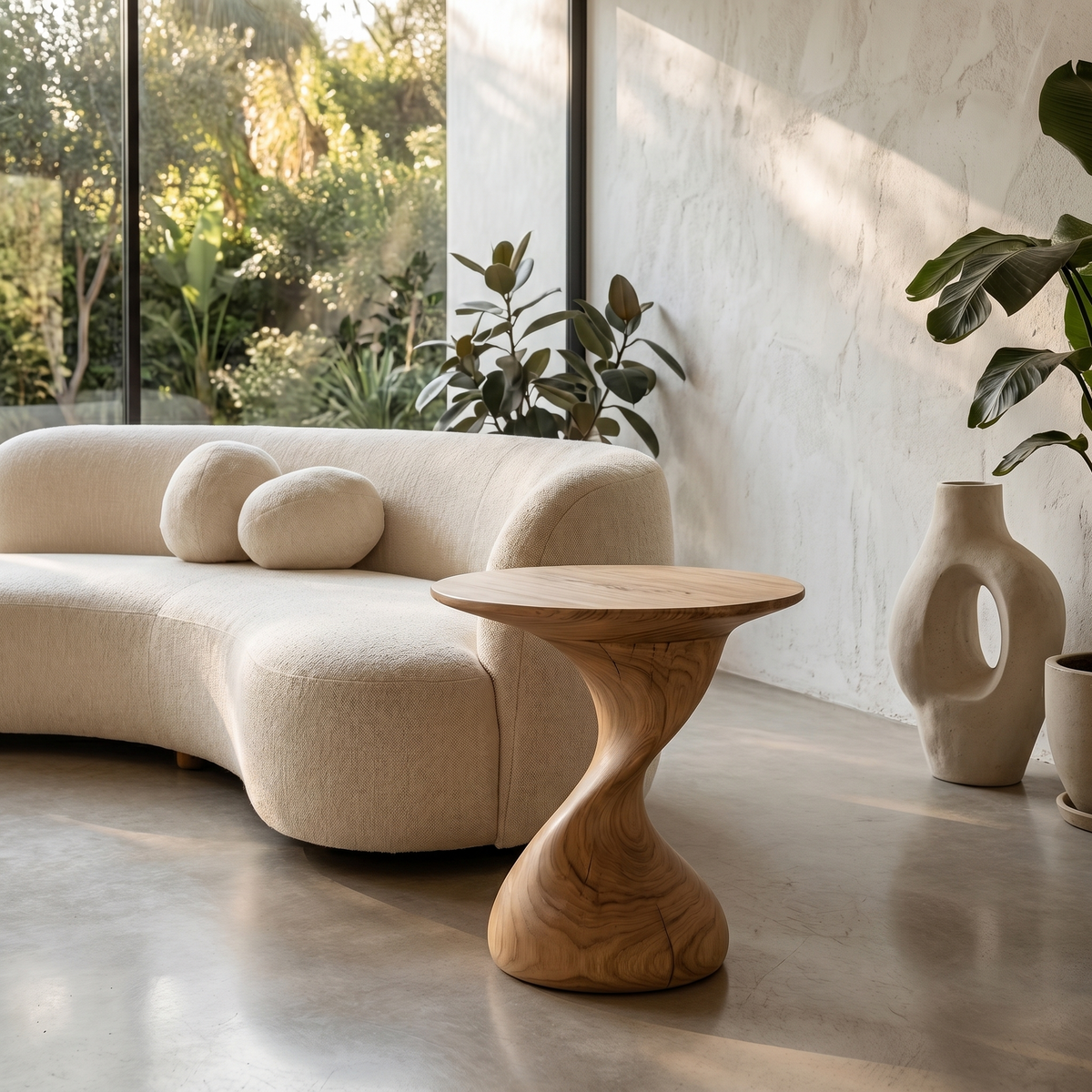 Organic Sculptural Side Table With Twisted Pedestal Base For Living Room And Bedroom - view 5 of 8