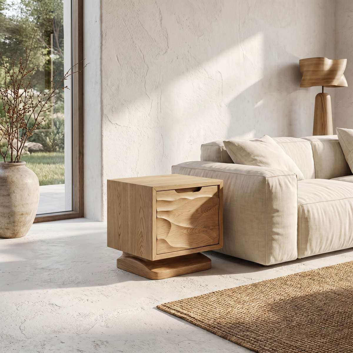 Rustic Beside Table With Open Shelf Storage And Solid Wood Design For Living Room And Bedroom - view 4 of 8