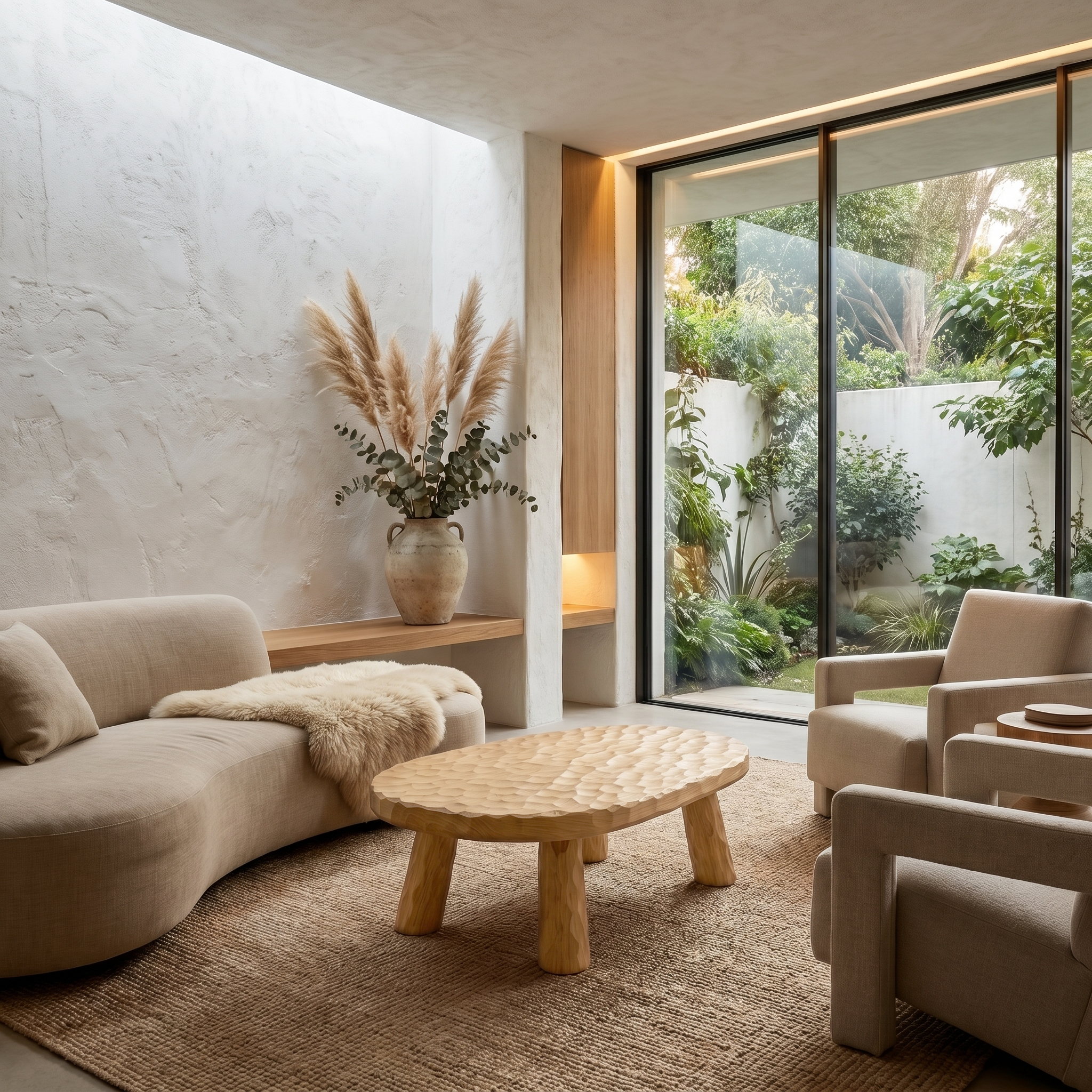 Rustic Coffee Table With Handcrafted Solid Wood Top And Chunky Pedestal Legs For Living Room - view 3 of 8