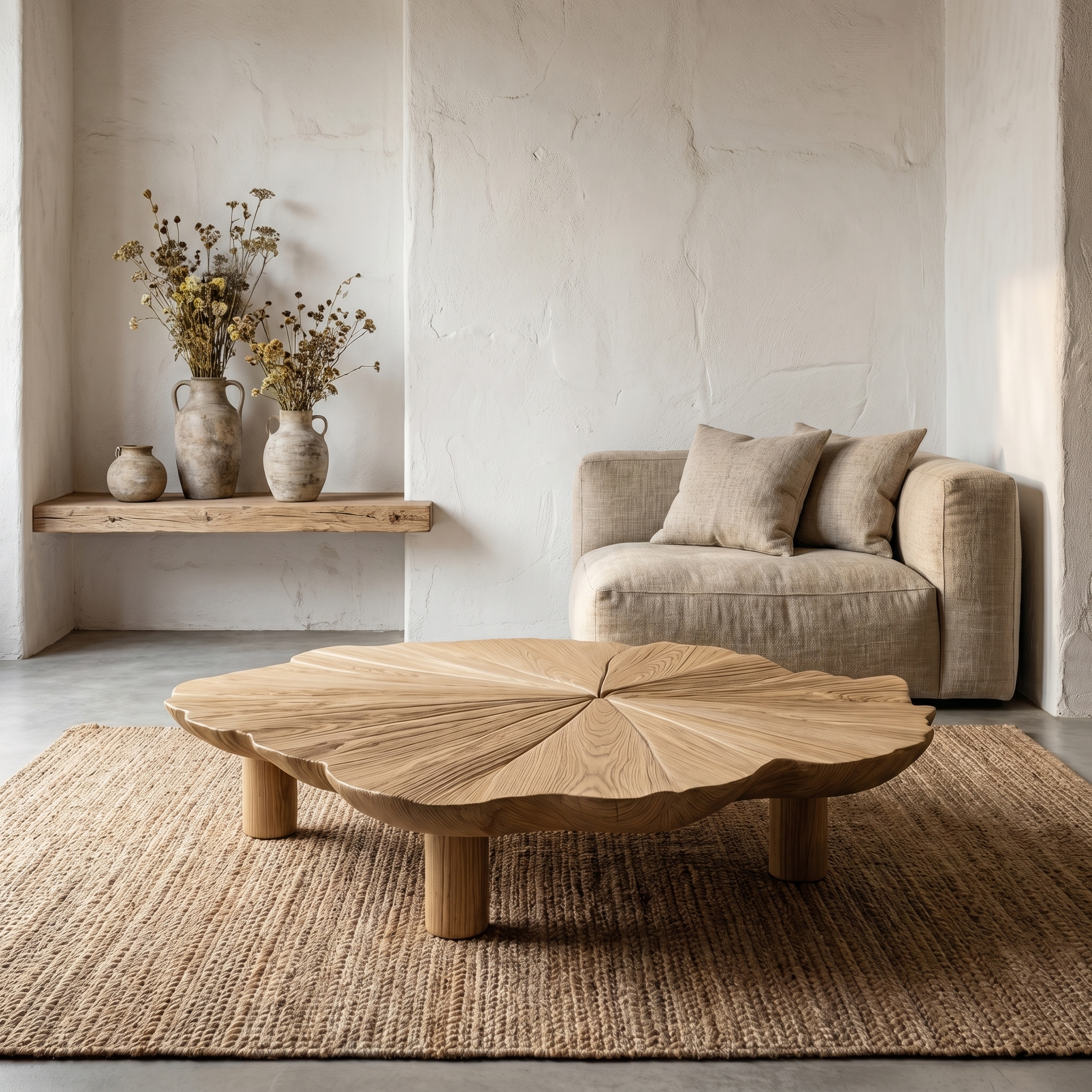 Organic Coffee Table With Hand Carved Solid Wood Design For Living Room - view 5 of 8
