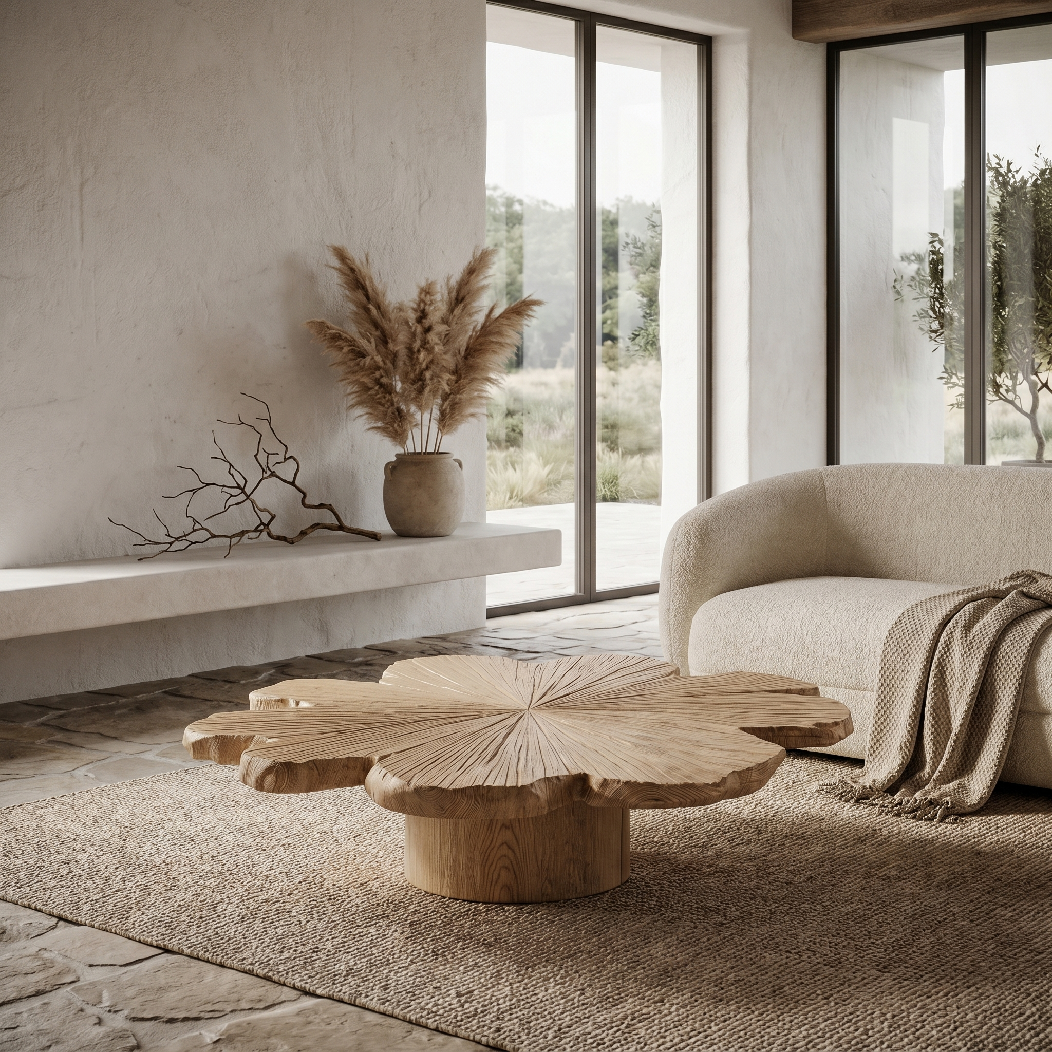 Modern Coffee Table With Sculptural Petal Inspired Design For Living Room - view 2 of 8