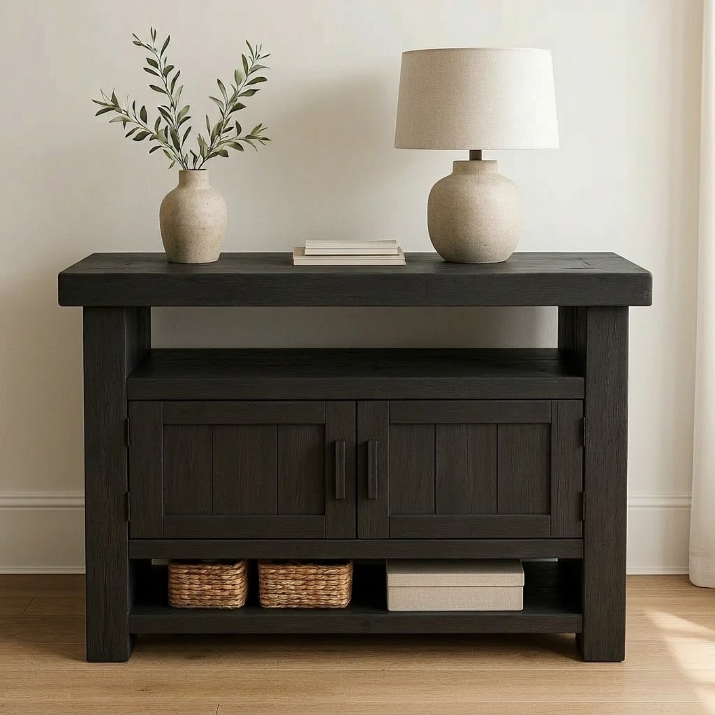 Solid Wood Console Table with Storage and Open Shelf - view 5 of 9