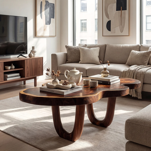 Sculptural Cloud Coffee Table with Curved Base Design - view 1 of 7