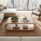 Curved Waterfall Coffee Table with Open Storage Shelf - view 5 of 7