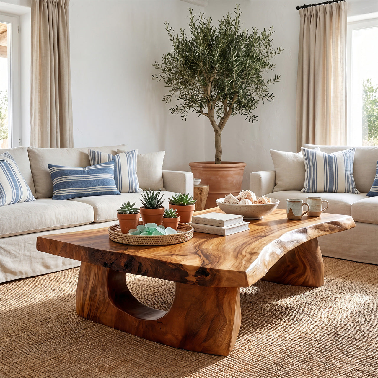 Live Edge Coffee Table With Sculptural Pedestal Base - view 6 of 8