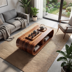 Curved Waterfall Coffee Table with Integrated Open Shelving - view 5 of 7