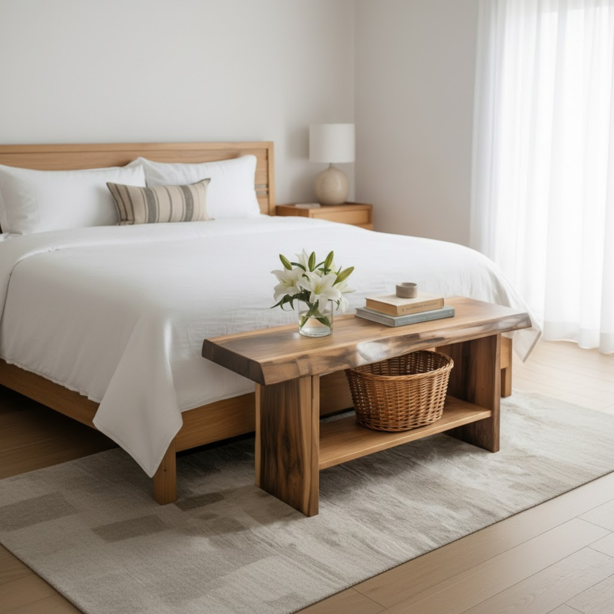 Handcrafted Solid Wood Bench – Live Edge Seating & Bedroom Storage - view 1 of 6