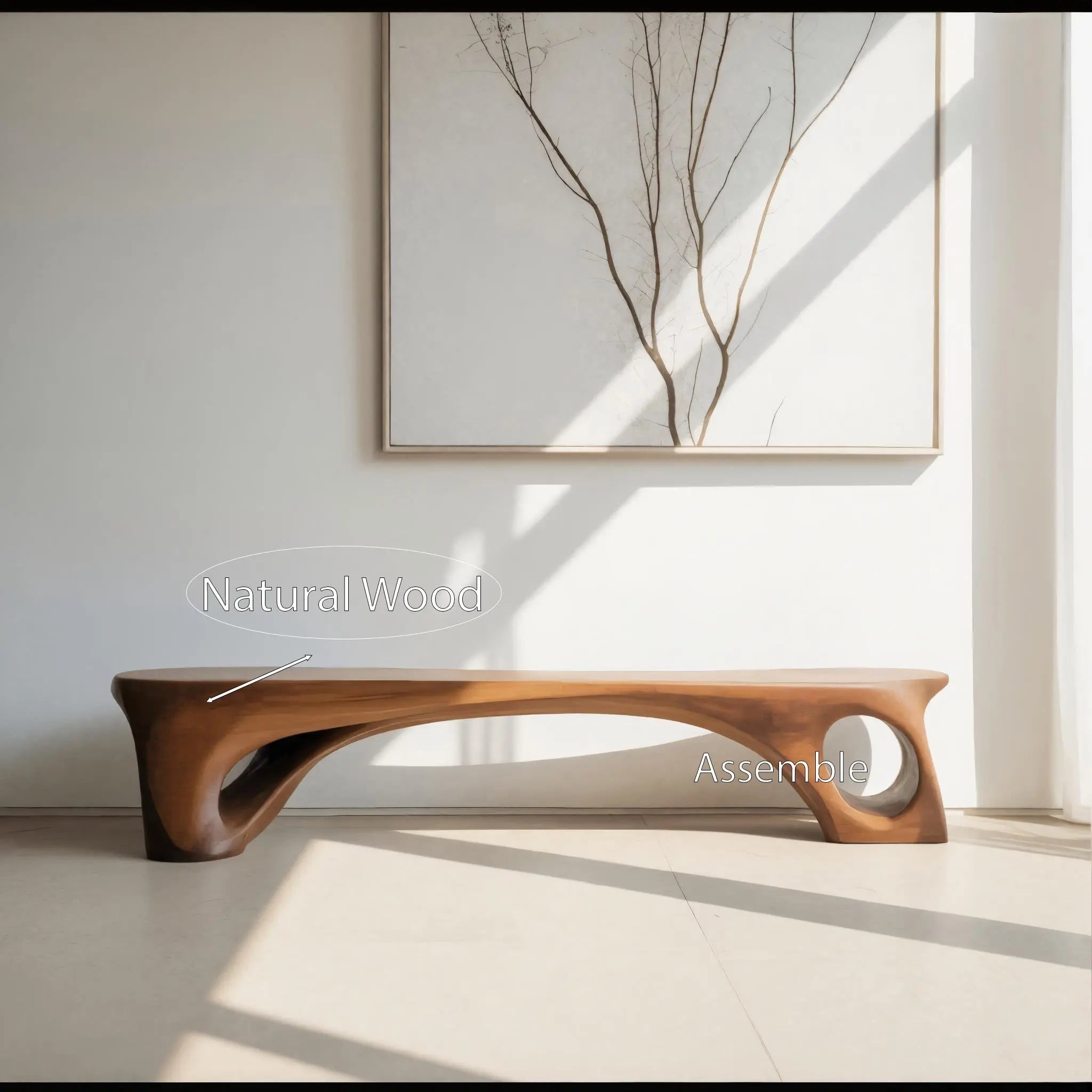Modern Sculptural Bench With Curved Design For Living Room - view 5 of 7
