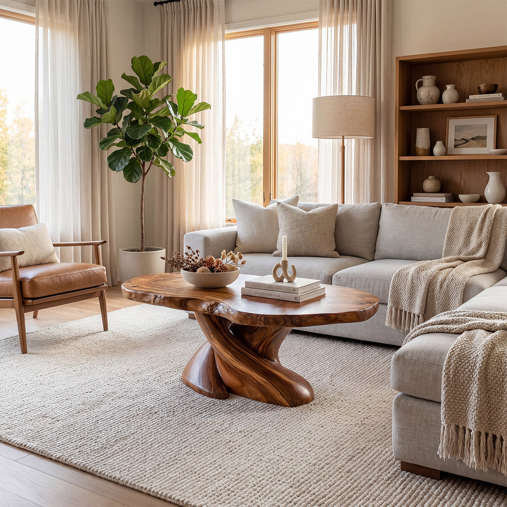 Sculptural Twist Pedestal Coffee Table for Organic Modern Living - view 5 of 8