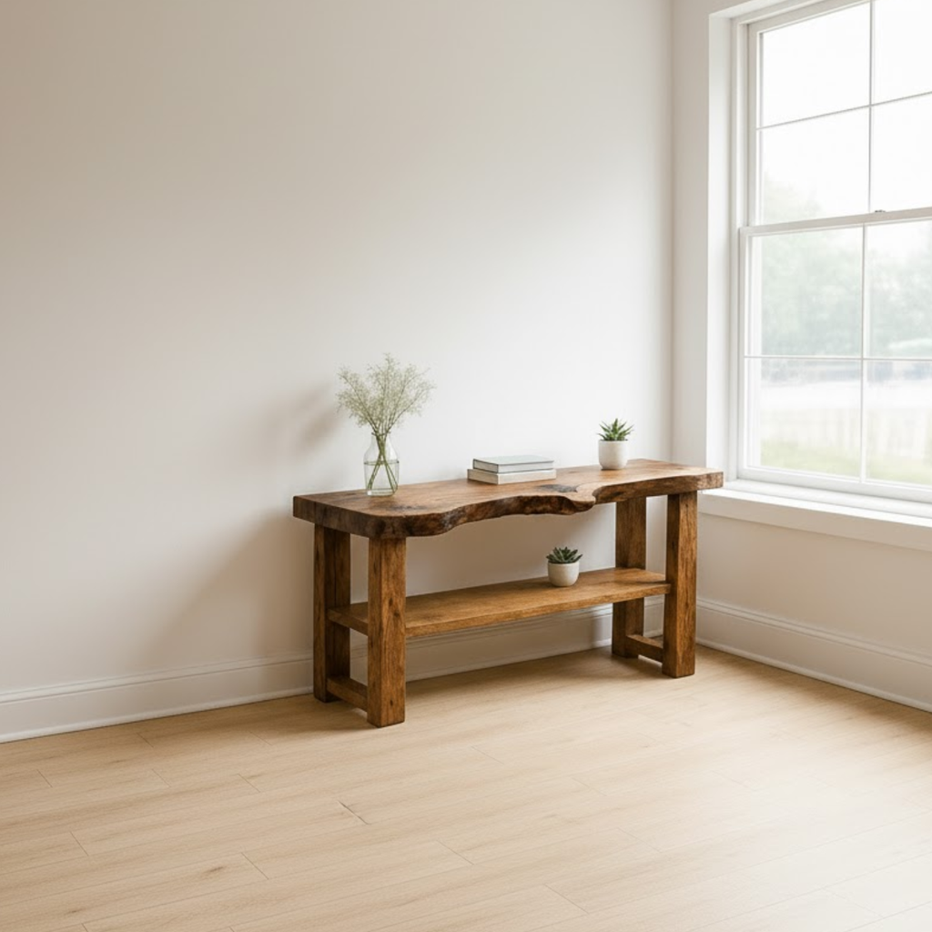 Handcrafted Solid Wood Console Table – Sculptural Organic Live-Edge Design - view 2 of 5