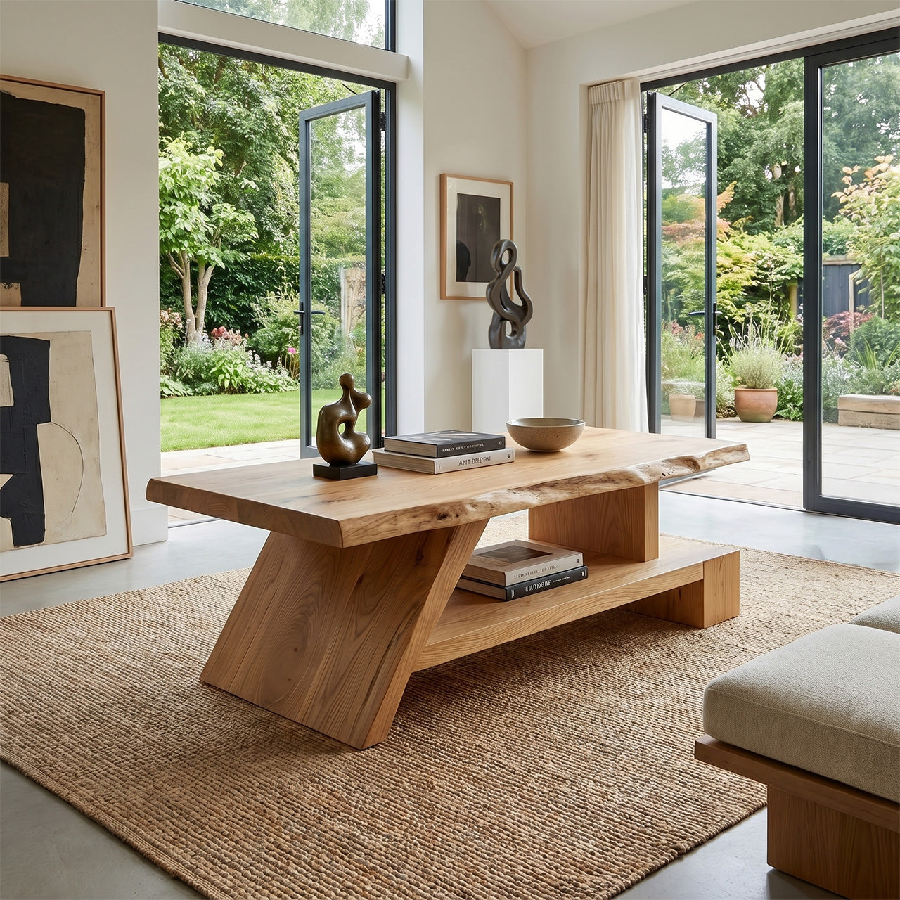 Angled Solid Wood Coffee Table With Open Shelf - view 4 of 8