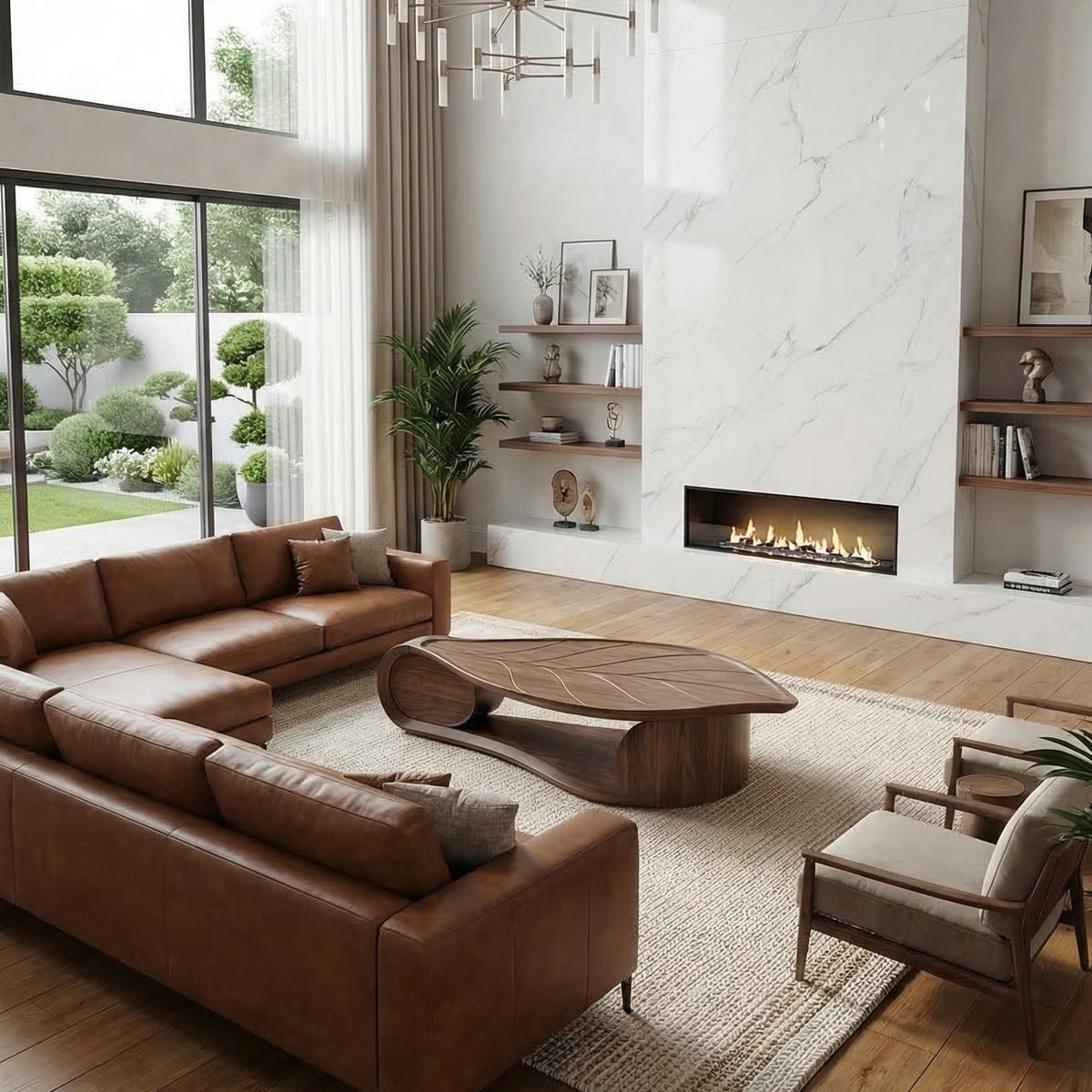 Organic Sculptural Coffee Table Solid Wood Living Room - view 2 of 8