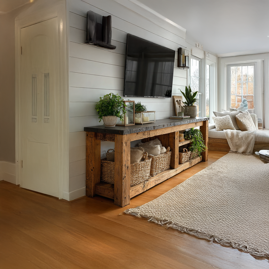 Rustic TV Console Table Living Room - view 3 of 8