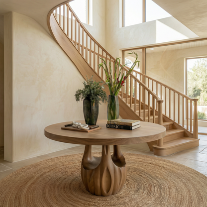Modern Round Entryway Foyer Table With Unique Sculptural Base For Entryway And Hallway - view 5 of 8
