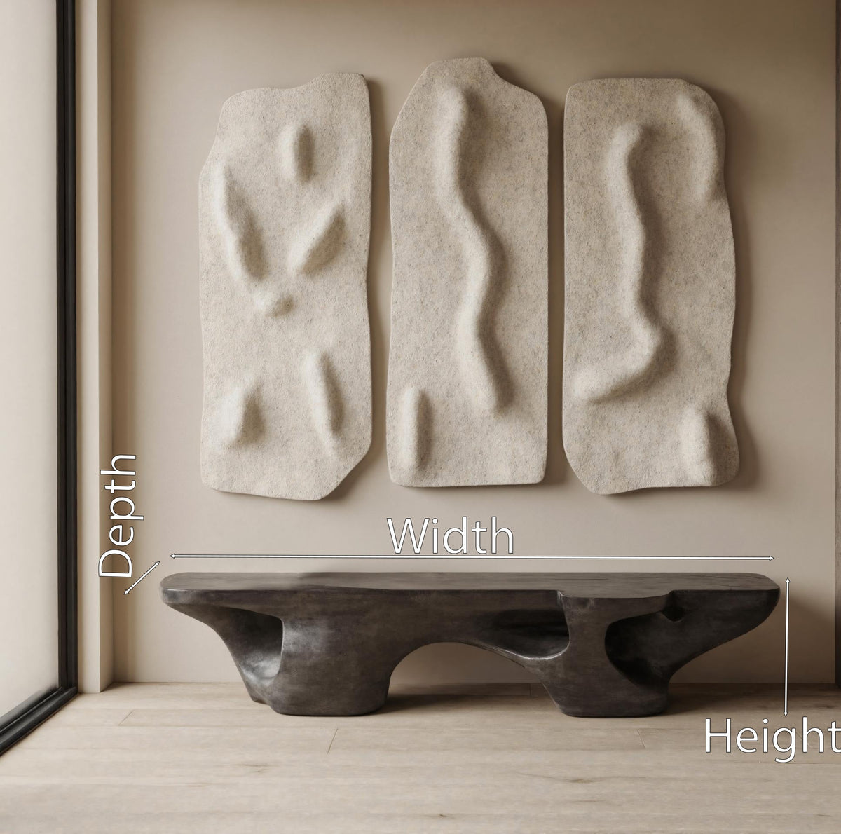 Contemporary Sculptural Bench With Carved Design For Living Room - view 7 of 7