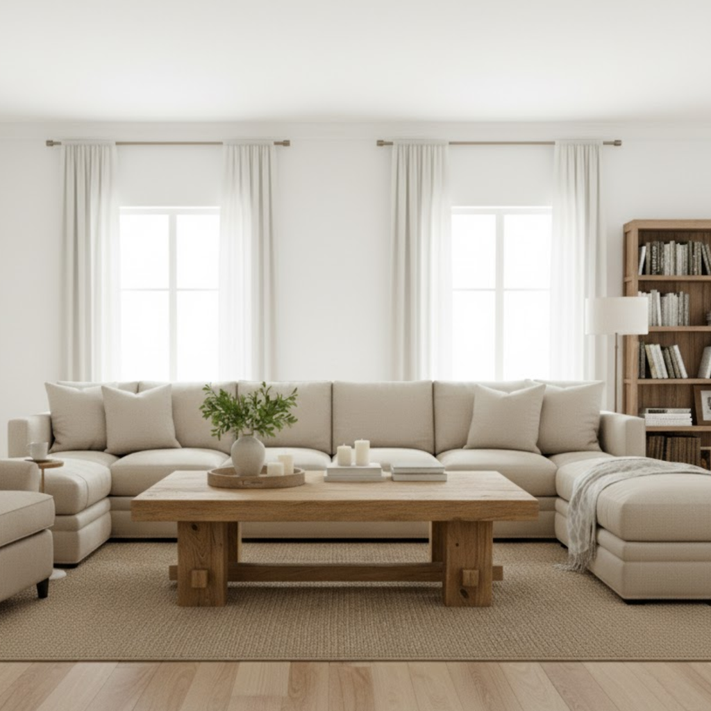 Handcrafted Solid Wood Coffee Table – Rustic Farmhouse Block Design for Living Room - view 2 of 6