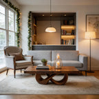 Natural Wood Coffee Table with Interlocking Sculptural Base - view 5 of 7
