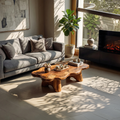 Organic Live Edge Coffee Table with Sculpted Solid Base - view 1 of 7