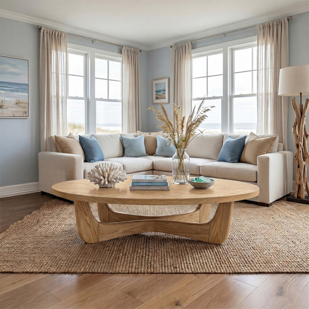 Organic Oval Coffee Table With Floating Sculptural Base - view 4 of 8