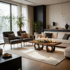 Natural Wood Coffee Table with Dual Circular Open Frame Base - view 5 of 7