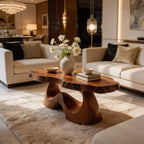 Organic Live Edge Natural Wood Coffee Table with Flowing Sculptural Base - view 2 of 7