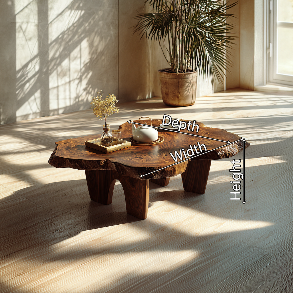 Organic Live Edge Coffee Table with Sculptural Low Profile Base - view 7 of 7