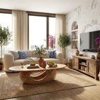 Sculptural Oval Coffee Table with Curved Base in Natural Wood - view 4 of 7